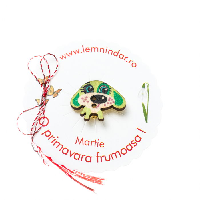 Martisor-brosa cu un catel dragut verde [2]