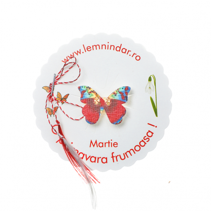 Martisor-brosa cu un fluturas rosu cu model [2]