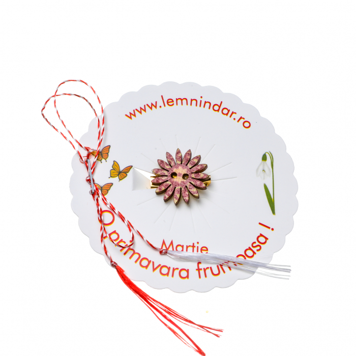 Martisor-brosa cu o floare retro in stil boem bordo cu portocaliu [2]