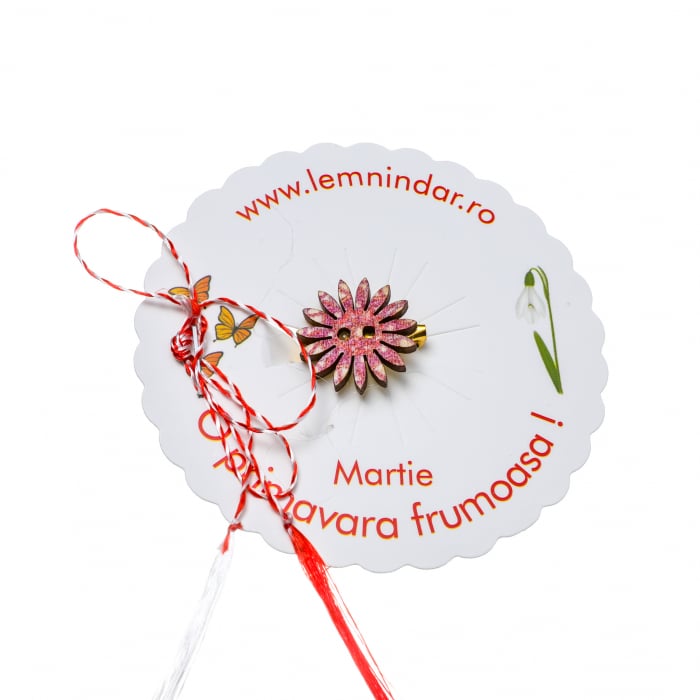 Martisor-brosa cu o floare retro in stil boem visiniu cu picatele crem [2]