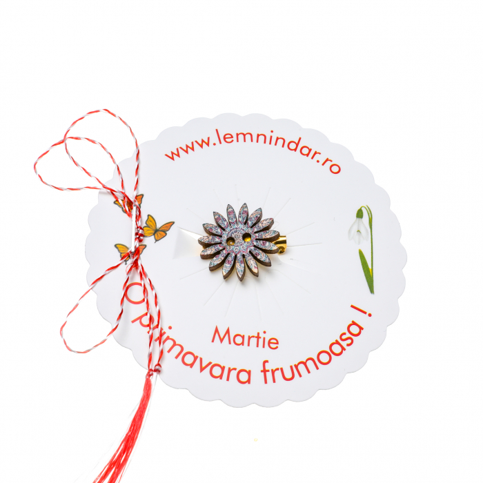 Martisor-brosa cu o floare retro in stil boem cu mai multe nuante inchise [2]
