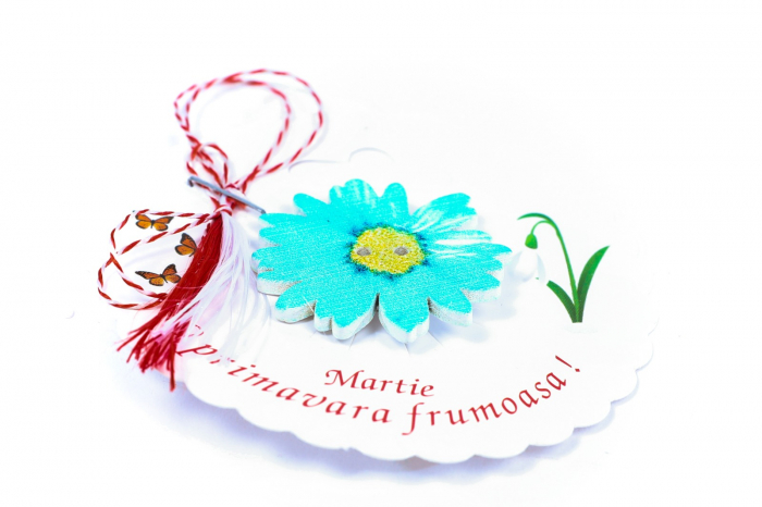 Martisor-brosa cu o margareta mare turcoaz [2]