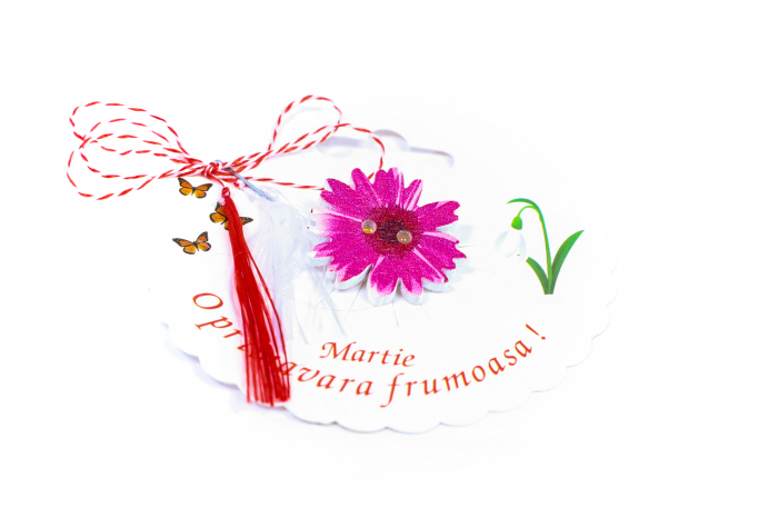 Martisor-brosa cu o margareta roz [2]