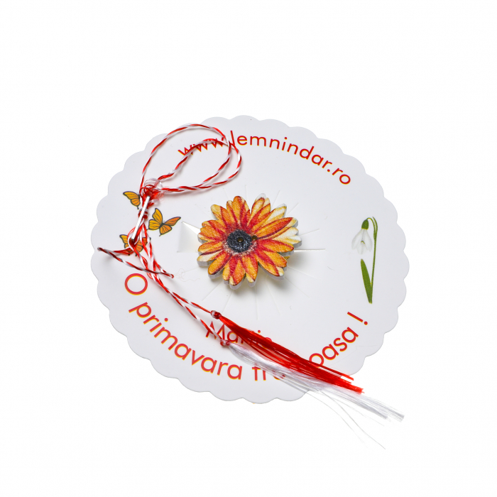 Martisor-brosa cu o margareta galben cu portocaliu [2]