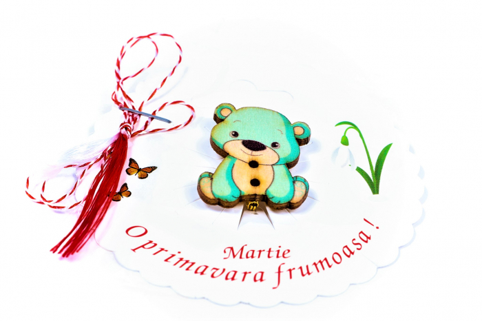 Martisor-brosa cu un ursulet turcoaz [2]