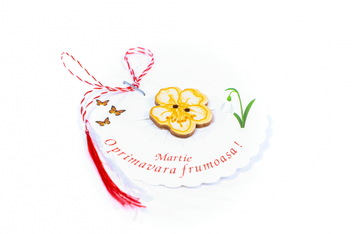 Martisor-brosa cu o floricica galbena [2]