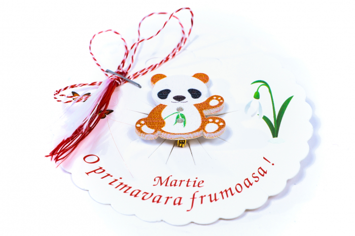 Martisor-brosa cu ursulet panda portocaliu [2]