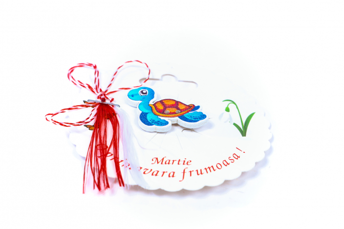 Martisor-brosa cu o broscuta testoasa albastru deschis [2]