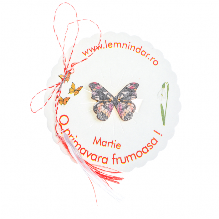 Martisor-brosa cu un fluturas model cu mov si alb [2]