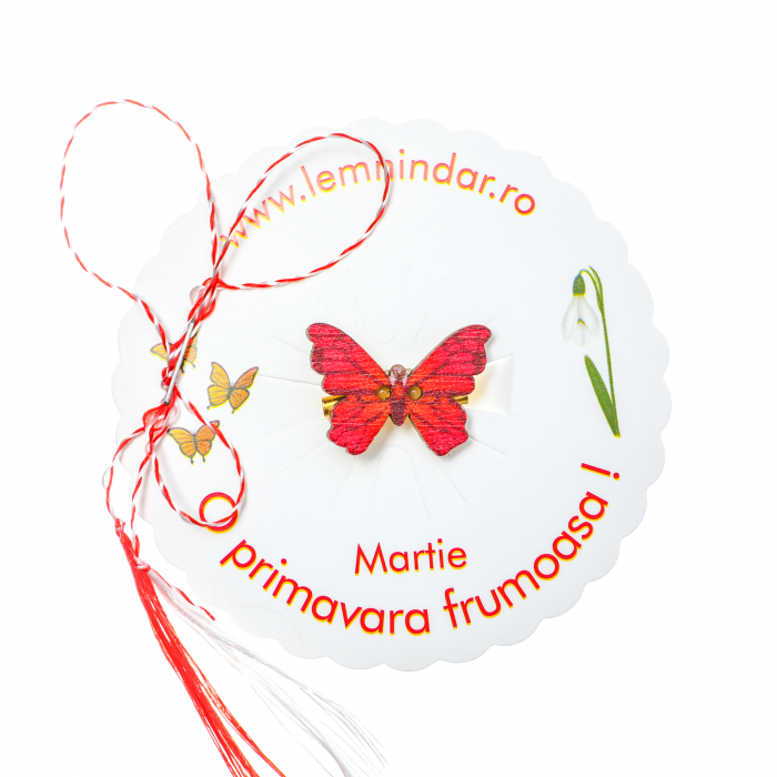 Martisor-brosa cu un fluturas model cu rosu [4]