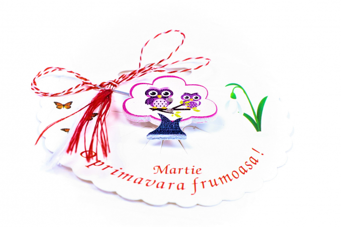 Martisor-brosa cu un copacel si bufnite [2]