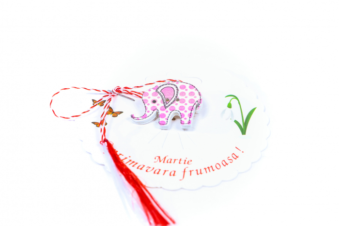 Martisor-brosa cu un elefantel roz [2]