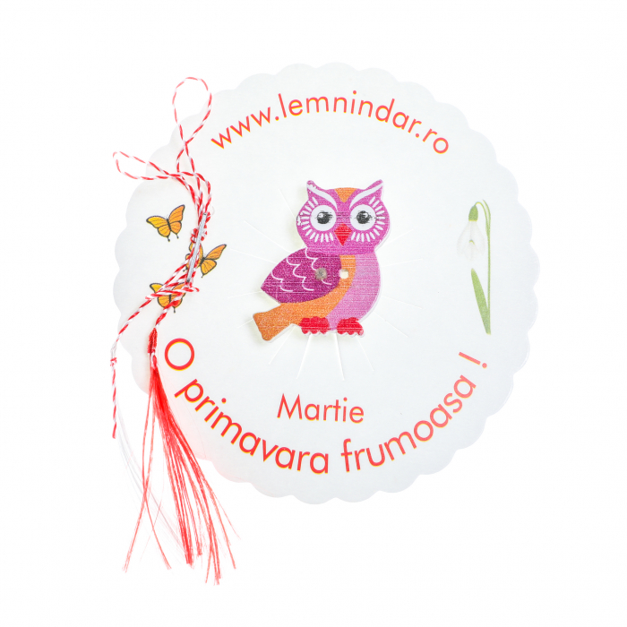 Martisor-brosa cu o bufnita draguta roz [2]