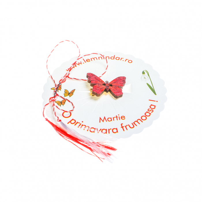 Martisor-brosa cu un fluturas model cu rosu [5]