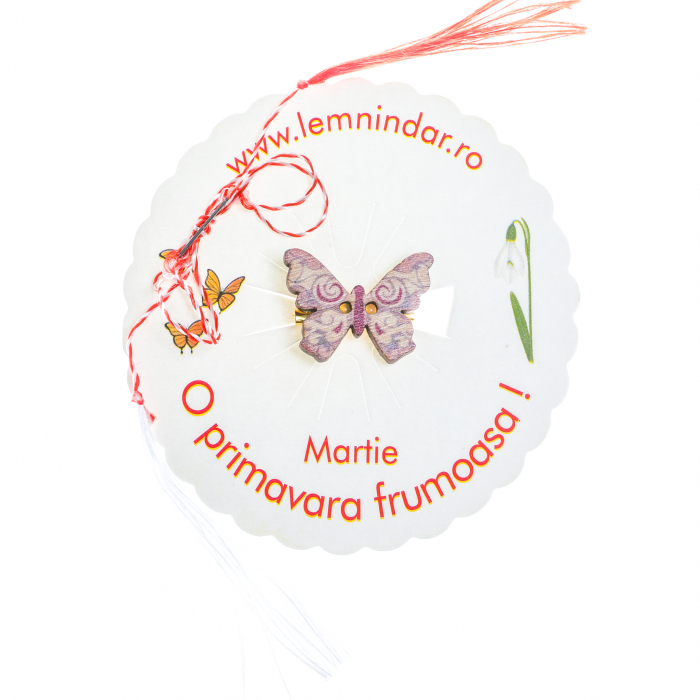 Martisor-brosa cu un fluturas model cu mov si alb [5]