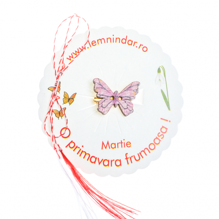 Martisor-brosa cu un fluturas model cu roz si mov [3]