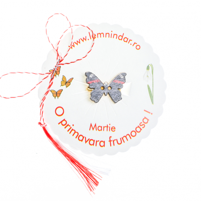 Martisor-brosa cu un fluturas model negru cu dunga rosie [3]