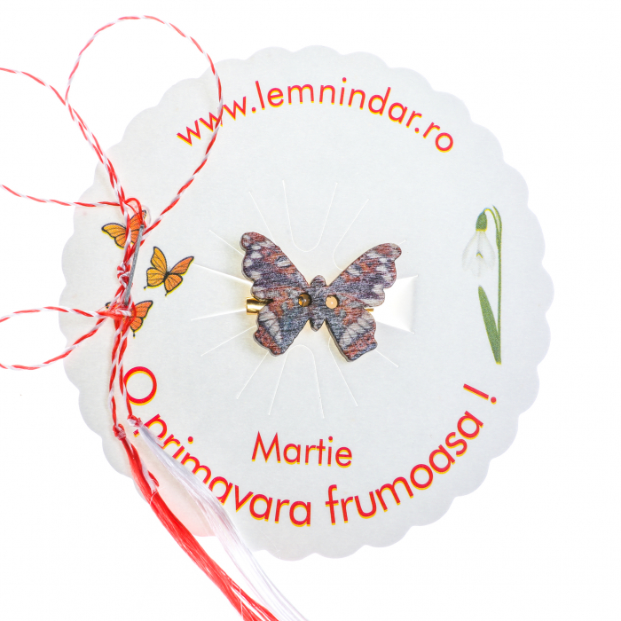 Martisor-brosa cu un fluturas model cu mov, albastru, portocaliu [3]