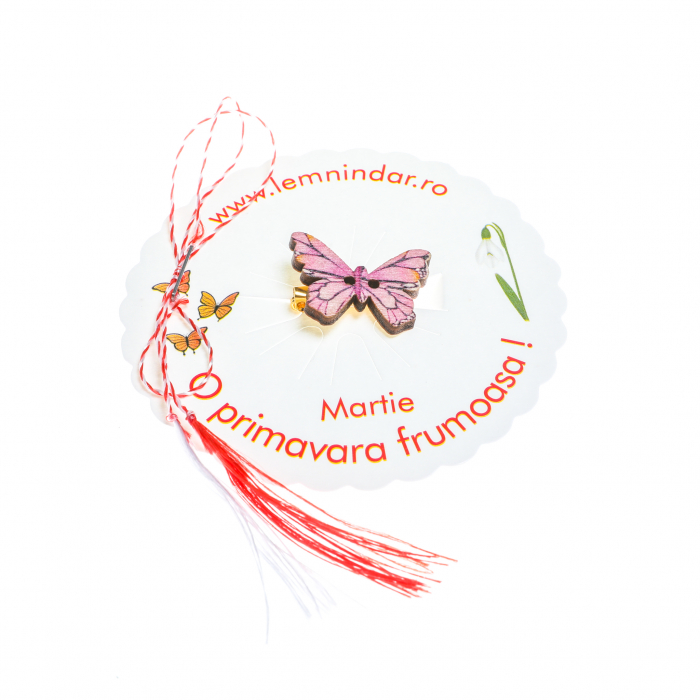 Martisor-brosa cu un fluturas model cu roz si mov [2]