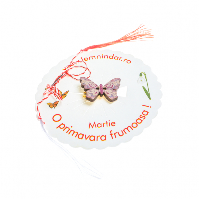 Martisor-brosa cu un fluturas model cu mov si alb [4]