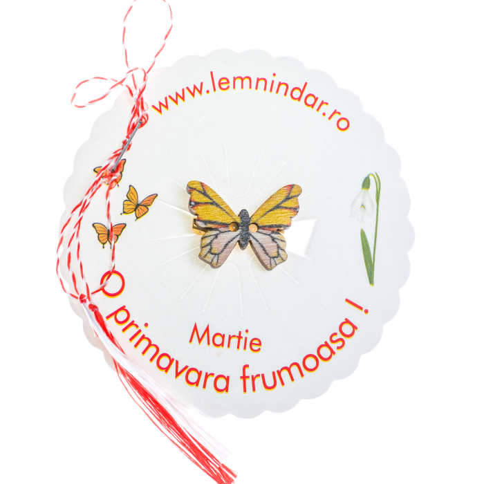 Martisor-brosa cu un fluturas model cu galben si crem [2]