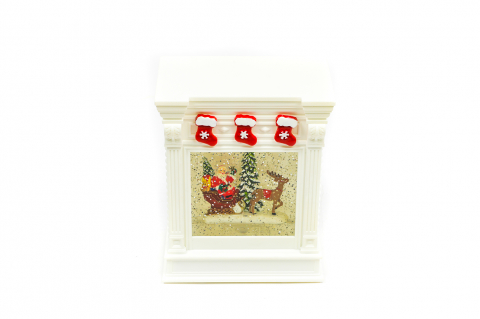 Ornament semineu care lumineaza cu sania lui Mos Craciun [2]