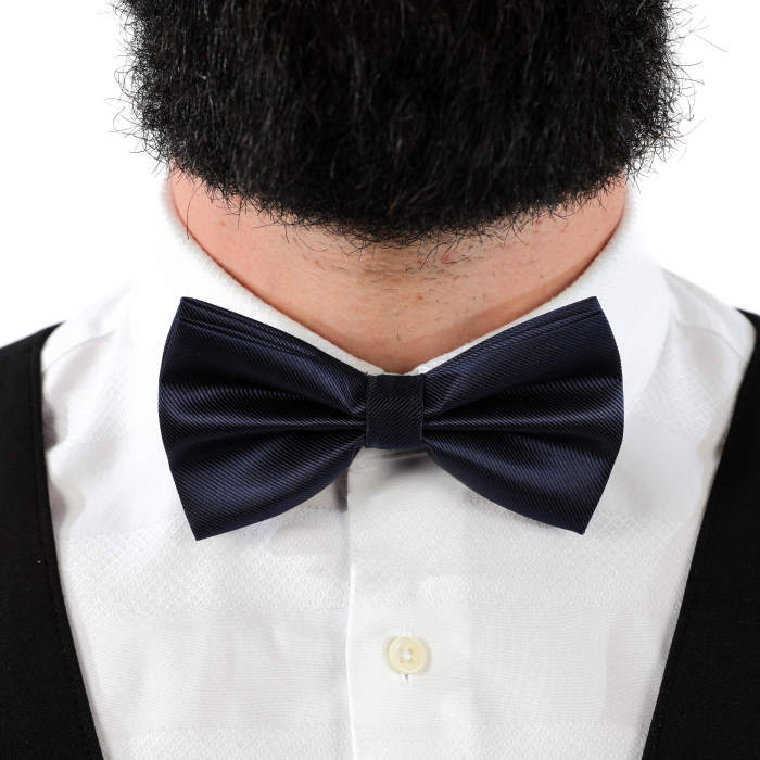 Papion albastru inchis cu butoni si batista [9]