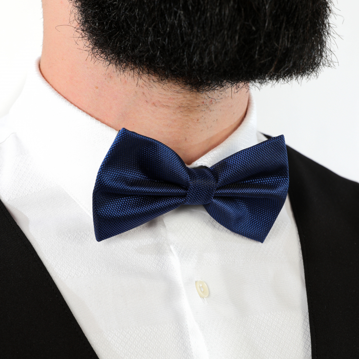 Papion albastru cu butoni si batista [10]