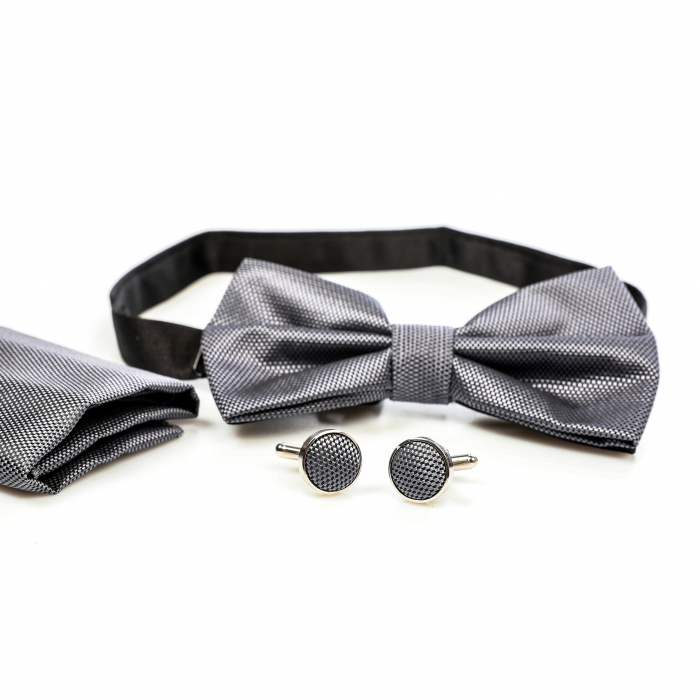 Papion gri cu butoni si batista [5]