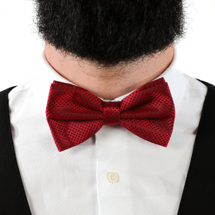 Papion rosu cu puncte negre cu butoni si batista [9]