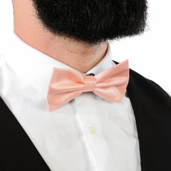 Papion culoare somon cu butoni si batista [10]