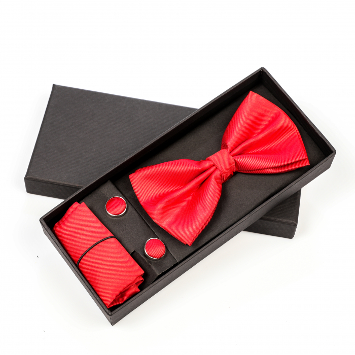 Papion rosu cu butoni si batista [3]