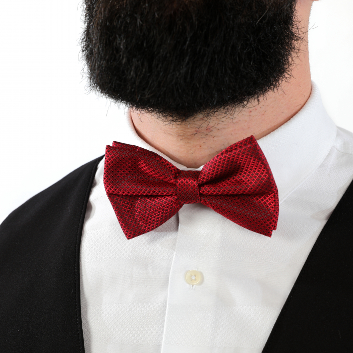 Papion rosu cu puncte negre cu butoni si batista [8]