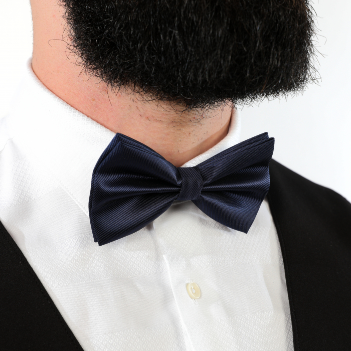 Papion albastru inchis cu butoni si batista [10]