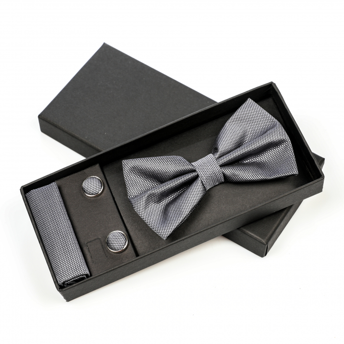 Papion gri cu butoni si batista [3]