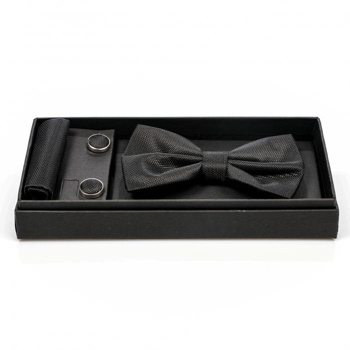 Papion negru cu butoni si batista [2]