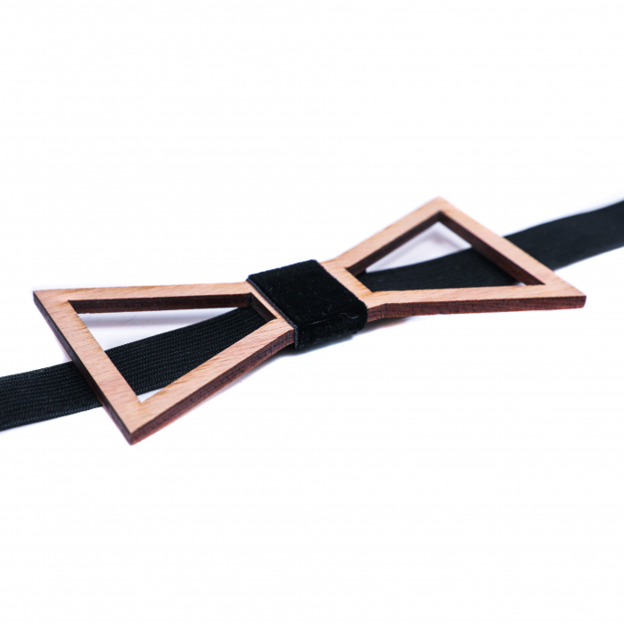 Papion din lemn model contur triunghiular - maro inchis [3]