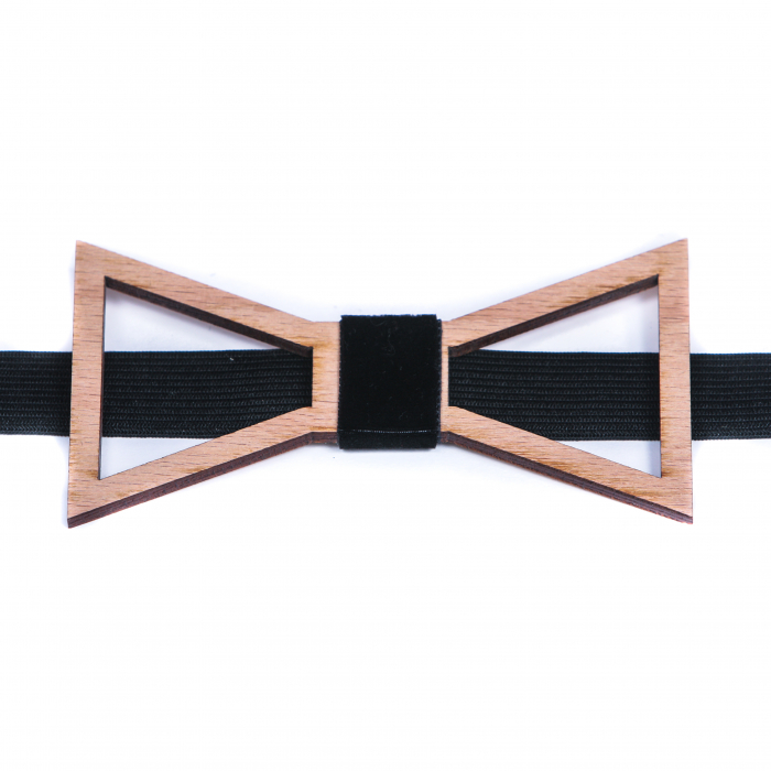 Papion din lemn model contur triunghiular - maro inchis [1]