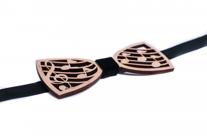 Papion din lemn model cu note muzicale - natur [3]