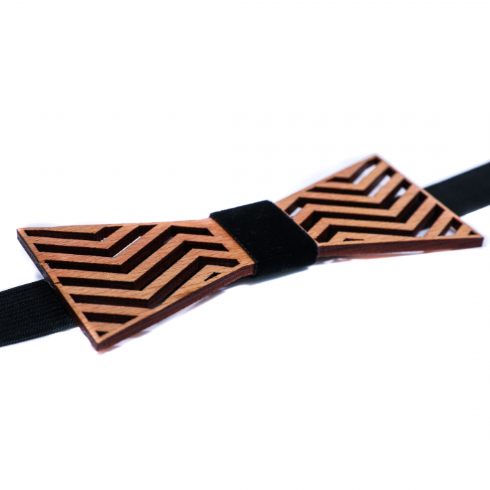 Papion din lemn model cu linii - natur lacuit [3]