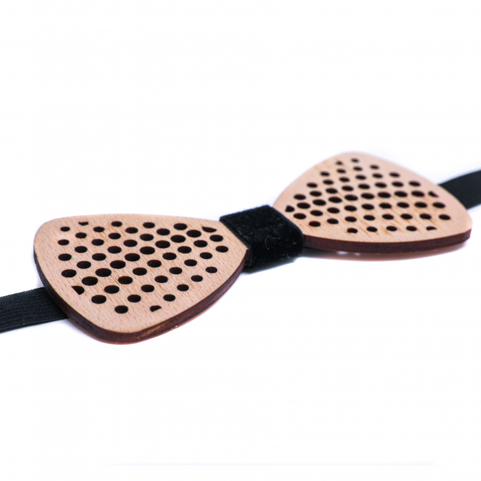 Papion din lemn model triunghiular cu buline - natur [3]