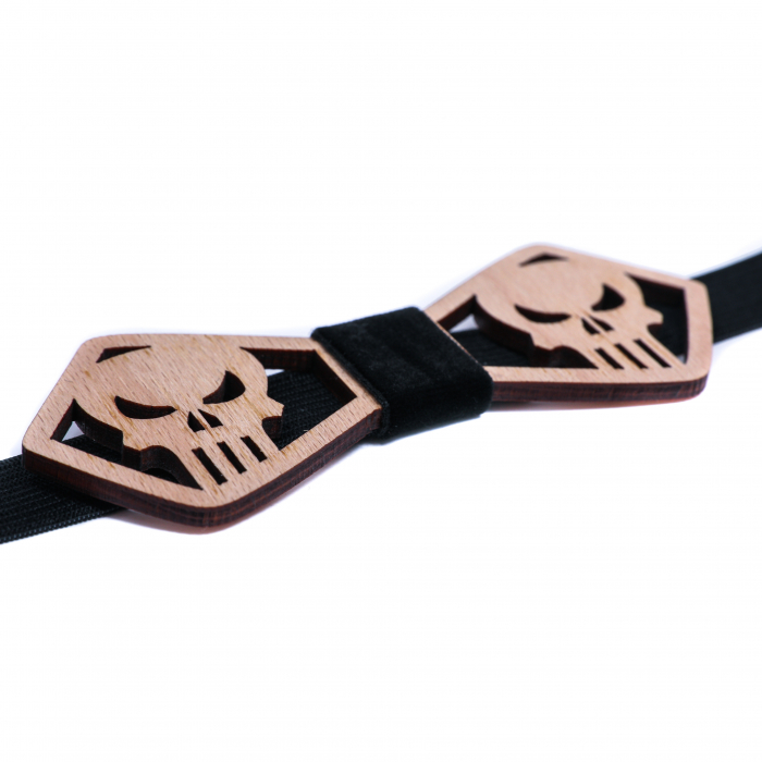 Papion din lemn model cu cranii - natur [3]