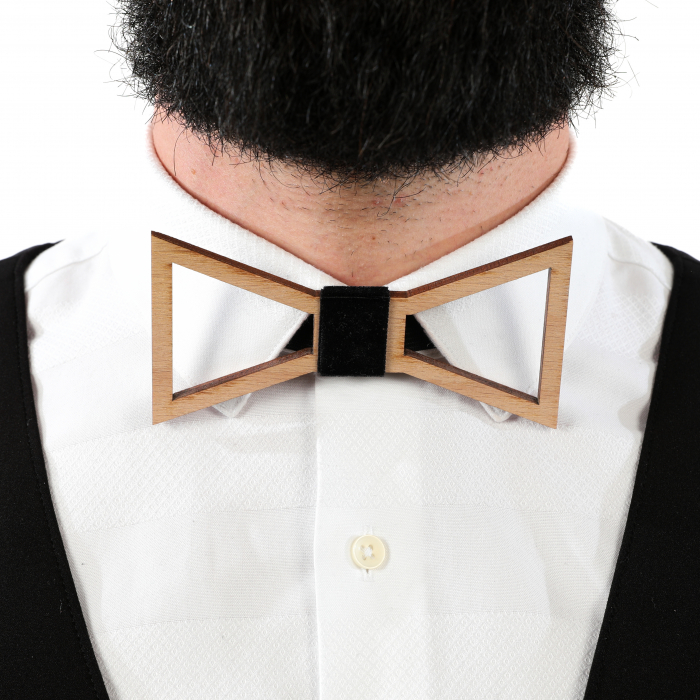 Papion din lemn model contur triunghiular - maro inchis [5]