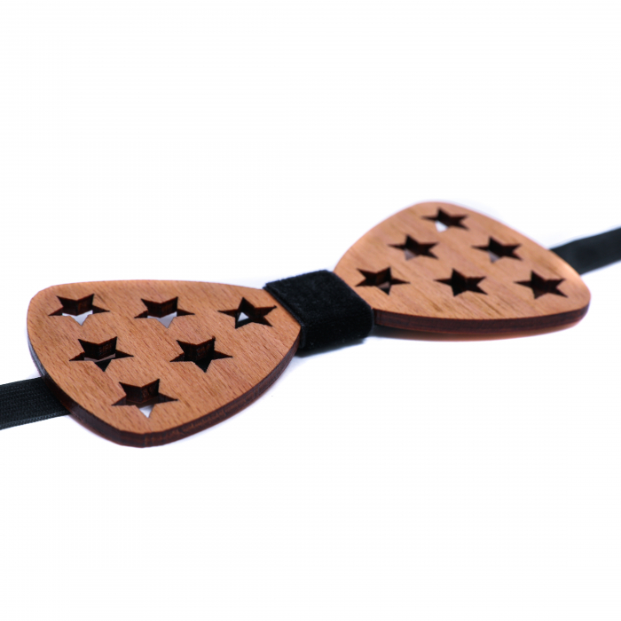 Papion din lemn model cu stele - natur lacuit [3]