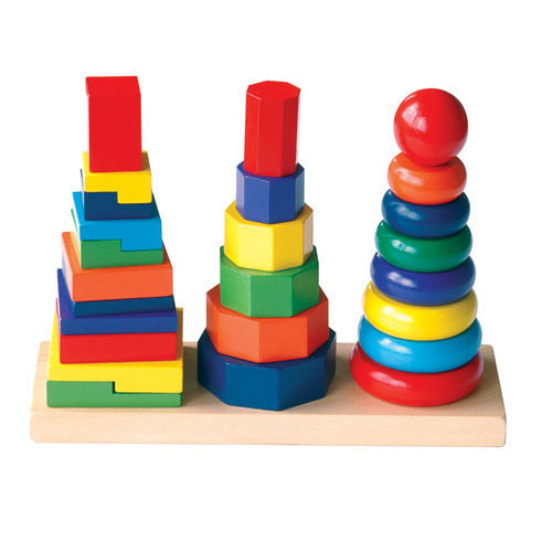 Piramida din lemn cu forme Montessori 3 in 1 [1]