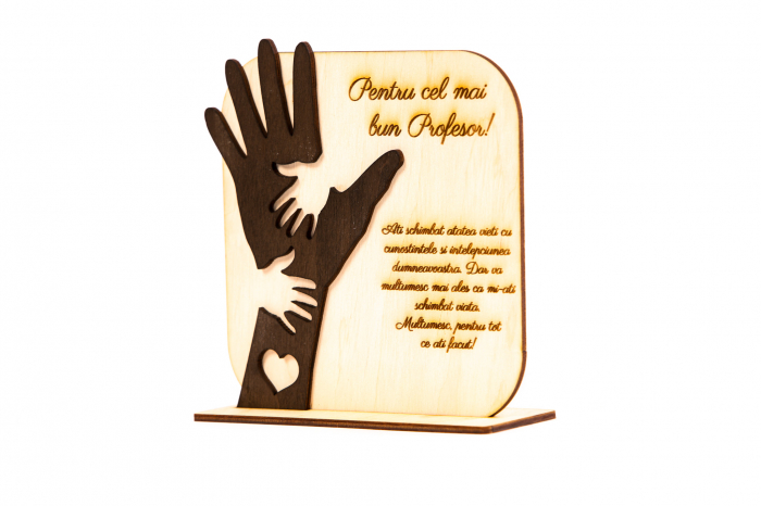 Placheta personalizata din lemn cu maini- Pentru cel mai bun Profesor! [2]