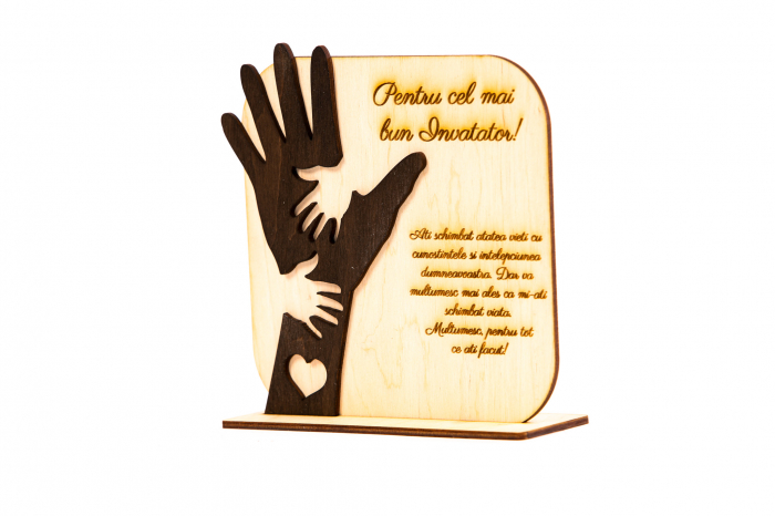 Placheta personalizata din lemn cu maini- Pentru cel mai bun Invatator! [2]