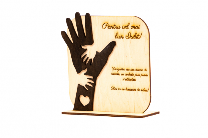 Placheta personalizata din lemn cu maini- Pentru cel mai bun Iubit! [2]