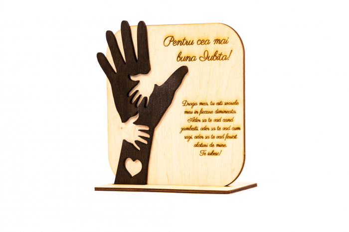 Placheta personalizata din lemn cu maini- Pentru cea mai buna Iubita! [2]