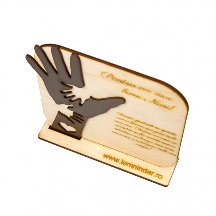Placheta personalizata din lemn cu maini- Pentru cei mai buni Nasi! [4]